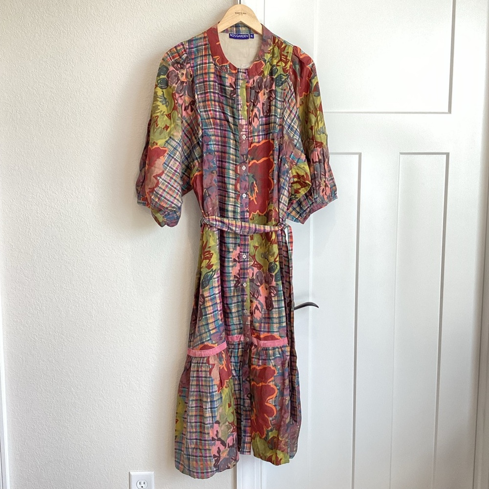 Anthropologie Multicolor Plaid and Floral Dress - Picture 3 of 12